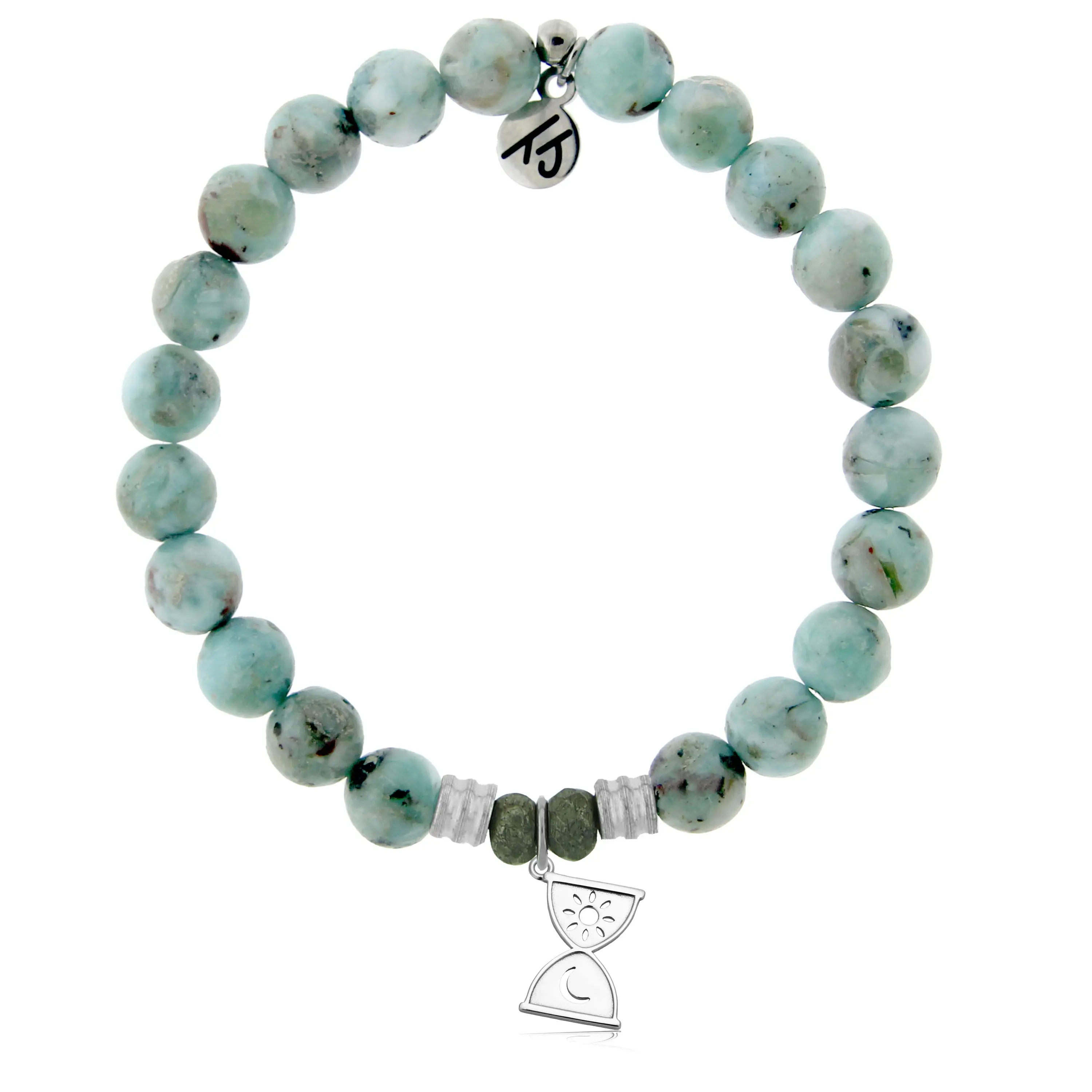 Larimar Gemstone Bracelet with Trust in Time Sterling Silver Charm