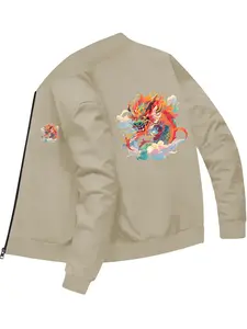 Chinese Style Men's Personality Dragon Pattern Printed Jacket for Daily Fashion and Casual Wear