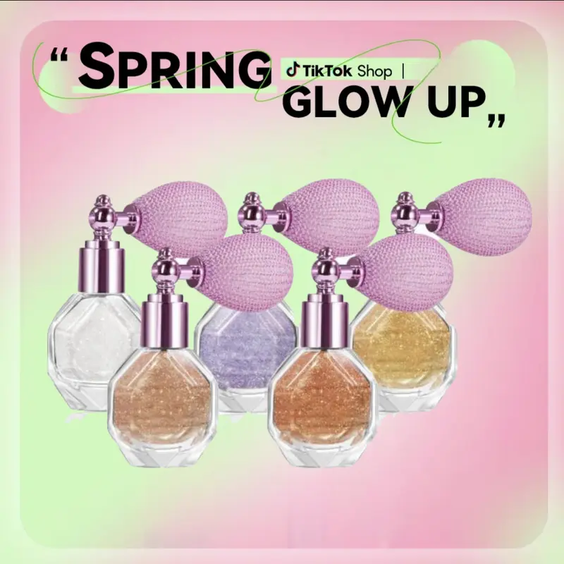 Diamond Shimmer Cosmetic Highlighting Powder Spray - #Gold, Illuminating Iridescent Glitter, Pearlescent Shine, Prismatic Glow Highlighter for Face Contour, Body Shimmering Glow