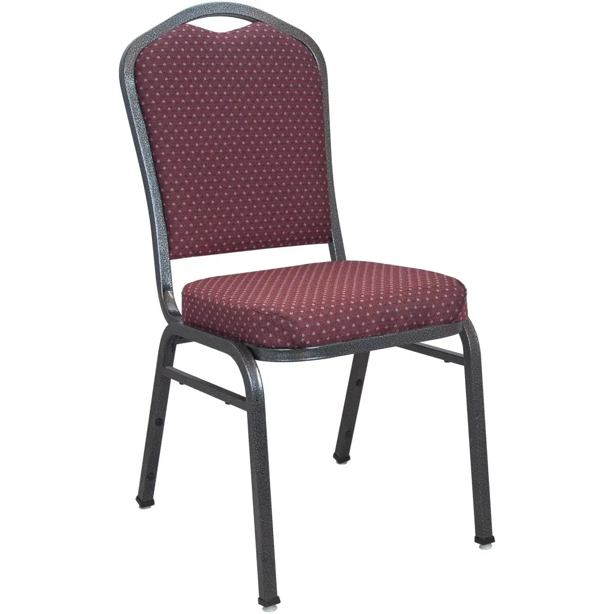 Flash Furniture 17.5 in. Advantage Premium Burgundy-Patterned Crown Back Contemporary Banquet Stack Chair, Silver Vein, Commercial Dining & Restaurant Chair with Self-Leveling Feature