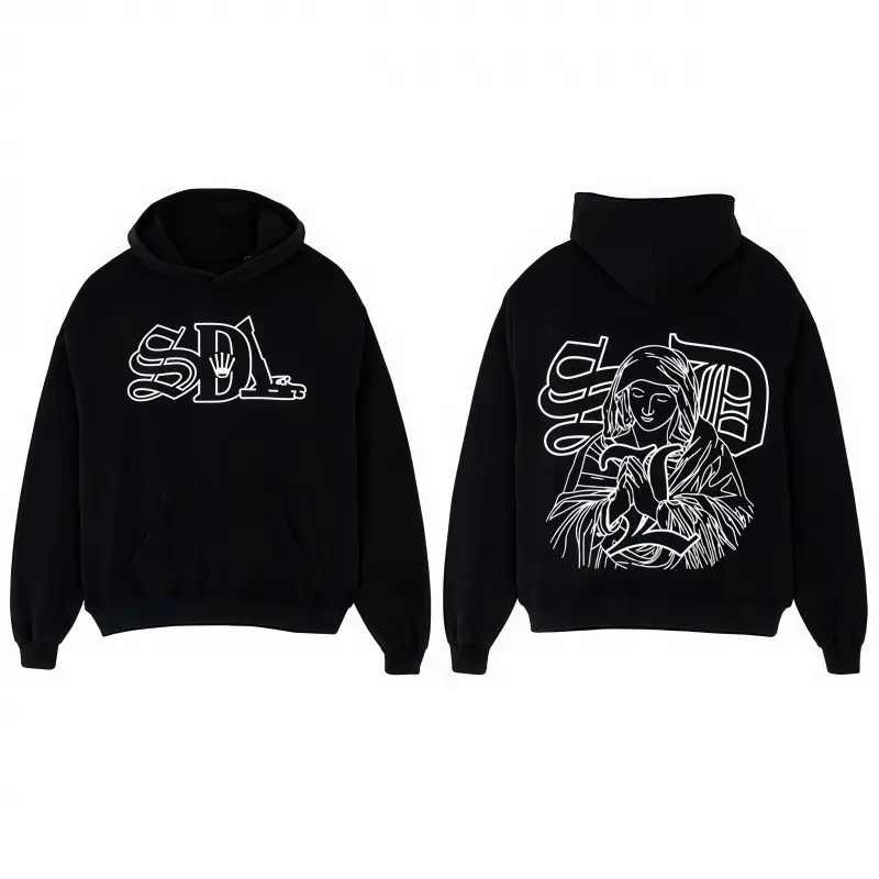 Men's Unisex Graphic Print Knit Sweatshirt - Comfortable Fit Street Style Pullover Hoodie, Cotton-Blend Yarn with Ribbed Spandex Cuffs, Matching Strap Detail