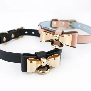 Women’s Bow Choker Necklace Adjustable PU Leather Fashion Collar Minimalist Jewelry