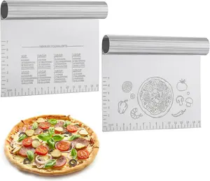 2PCS Bench Dough Scraper Cutter, Stainless Steel Kitchen Food Scraper Chopper with Matched Protective Cover, 6 inch Bench Knife for Banking & Cooking (2Pack, Silver)