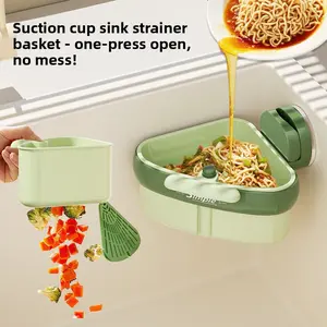 Suction Cup Sink Strainer Basket Removable Filter for Kitchen Waste Food Scraps Fruit Washing and Draining with Overflow Protection Space-Saving Organizer Premium