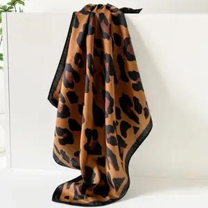 35” Silk Satin Large Square Head Scarf, Leopard Print Design, Bandana Scarves, Versatile Scarf, Hair Sleeping Wraps, Silky scarves