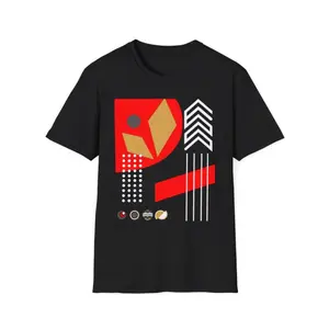 Men's vintage retro style geometric abstraction Graphic T-Shirt - Short Sleeve Crew Neck Regular Fit Casual Wear | Soft & Breathable Fabric, Durable Print, Everyday Comfort, Machine Washable, geometric abstract art with vintage retro elements casual