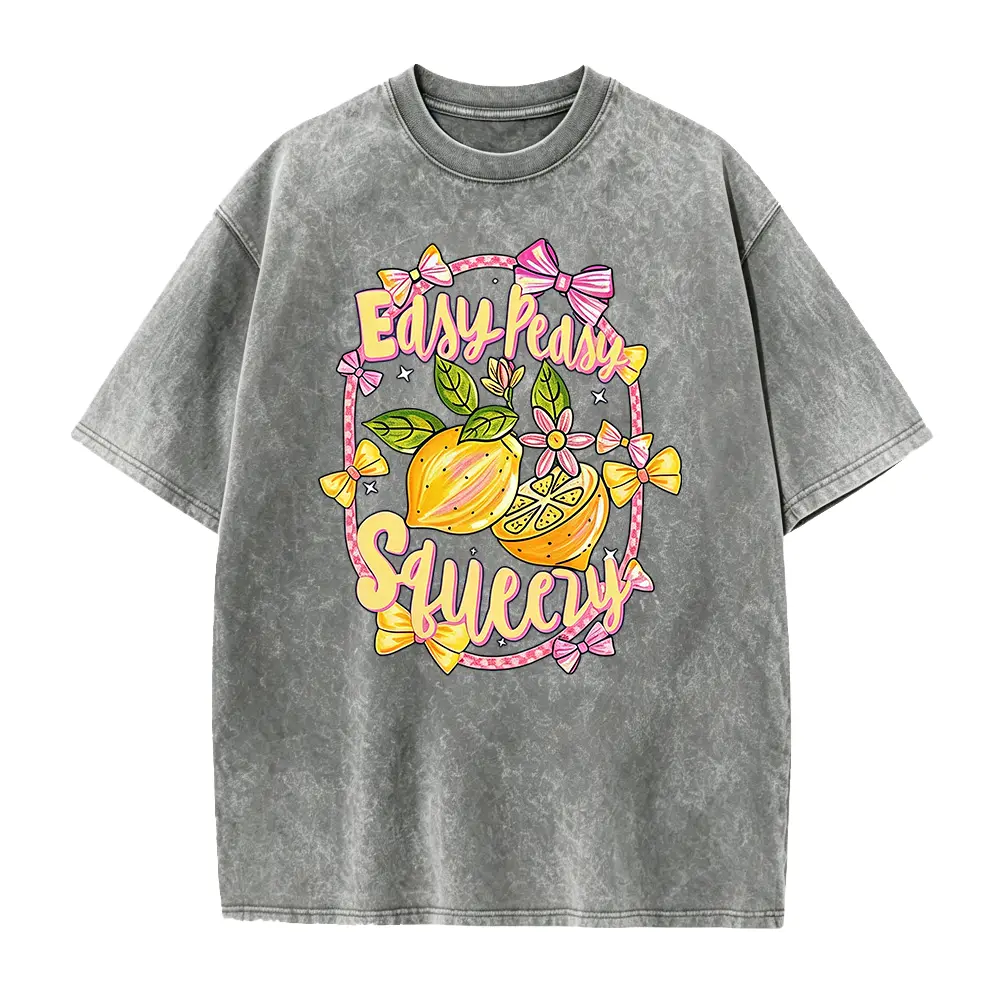 Easy Peasy Squeezy T shirt, Lemon Coquette Summer Shirt, Girly Citrus Tee, Trendy Pink Bow Summer Tee, Vacation Fruit Tee