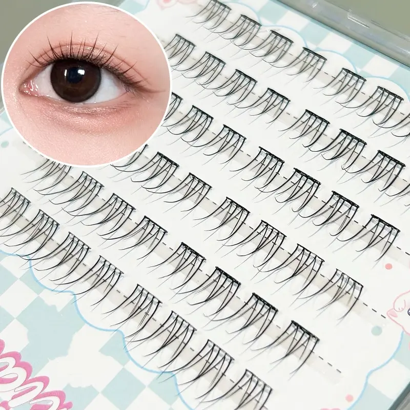 MIXIAOHE Pure and Clear Upper Eyelash Set, False Eyelashes, 48 Clusters Fresh Korean Style Comes with Adhesive Strip Sustainable for Daily Work and Travel Suitable for Beginners, Handmade DIY, Cosmetic Accessories, Lash Extensions