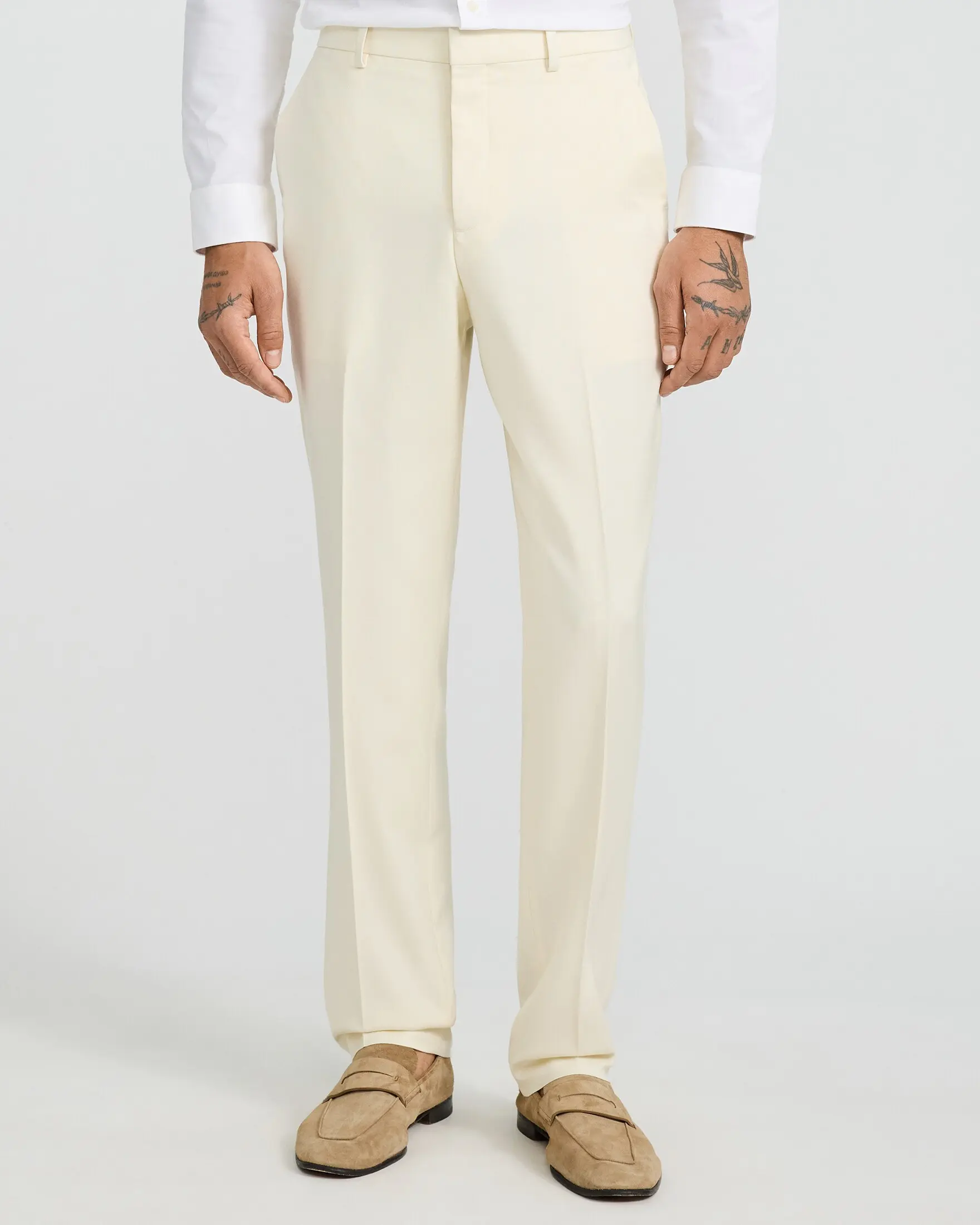 Express Slim Ivory Wool-Blend Suit Pant