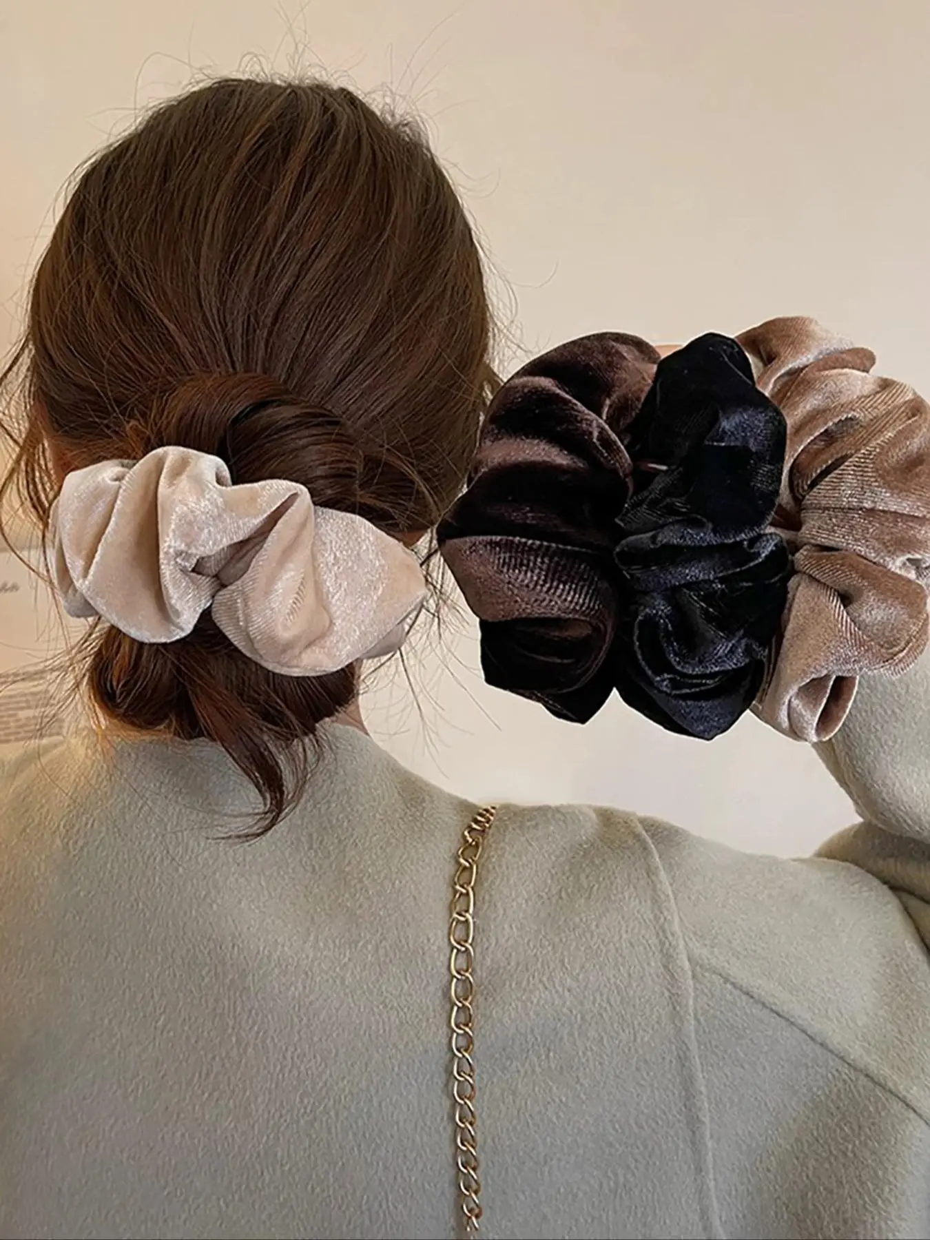 Velvet Scrunchies, High Stretch Thick Hair Ties, Durable Fashionable Hair Accessories Set for Women & Girls, Minimalist Headwear Suitable for Thick Hair