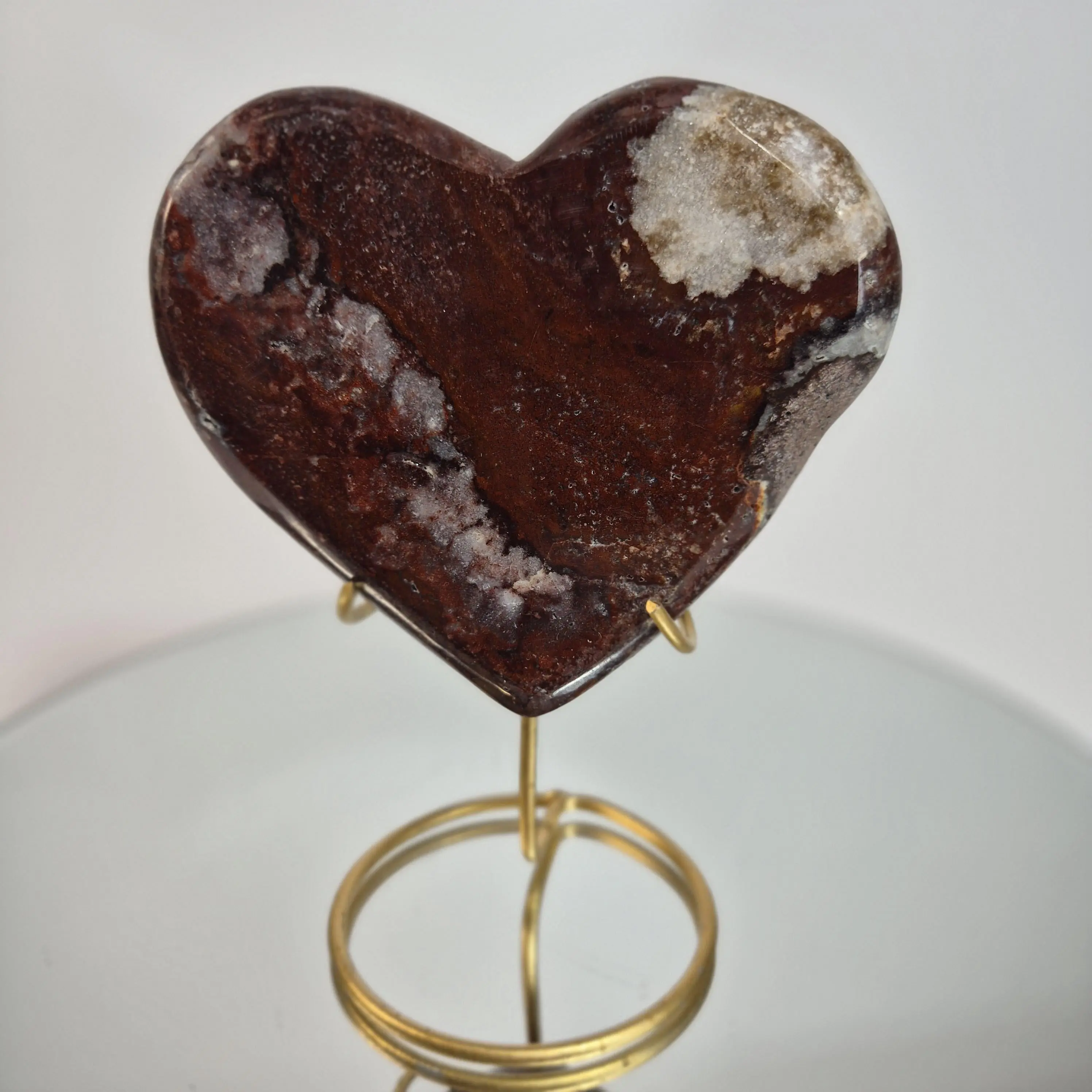 Deep Dark Red Jasper Heart with Quartz Veins - Super Rare One-of-a-Kind