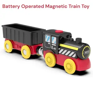 Battery Operated Magnetic Train Toy for Wooden Tracks, Motorized Locomotive Compatible with Thomas Birthday Gift