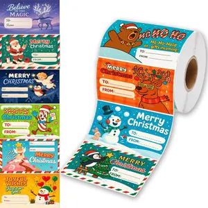 500 count Christmas  Tags Stickers Roll - Zero Repeats  Designs - Self Adhesive to from Labels for Holiday  Wrapping - Name Tags for Presents, Cards & Bags, 2.95 x 1.6 Inches
