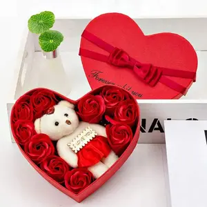 Rose Bear Box for Valentine's Day or Weddings - Pink or Red - 1 Set Package