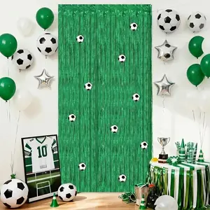 Football Theme Fringe Banner, Football Decoration Foil Fringe Design, Plastic Glitter Material, Party Background, Sports Event, Birthday Celebration