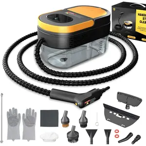 Steam Cleaner with 3-Level Adjustable Handle 15s Heat-Up 1.69 Quarts Tank Portable Steamer for Home Cleaning Includes 15 pcs Accessories for Dirt Grease Grout Tile Floor Car