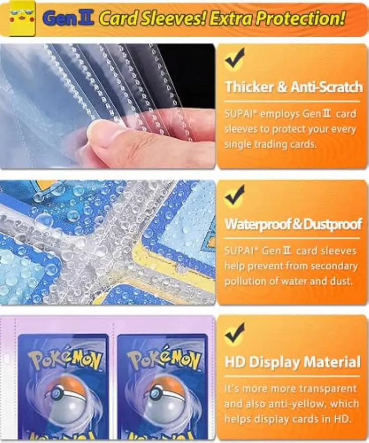 SupAI Binder for Pokemon Cards with Sleeves, Card Holder Binder for Trading Cards, Holds Up to 440 Standard Size Cards, 55 Pcs 4-Pocket Pages Card Binder Album with Zipper Carrying Case - TikTok Shop SupAI Binder for Pokemon Cards with Sleeves, Card Holder Binder for Trading Cards, Holds Up to 440 Standard Size Cards, 55 Pcs 4-Pocket Pages Card Binder Album with Zipper Carrying Case - TikTok Shop