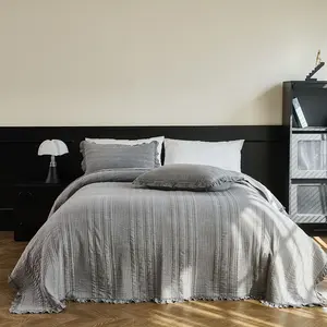 3 Piece Striped Twin Bed Set, Soft All-Season Duvet Cover + 2 Pillowcases, Comfortable Home Bedroom Bedding, Air Conditioning Sheet