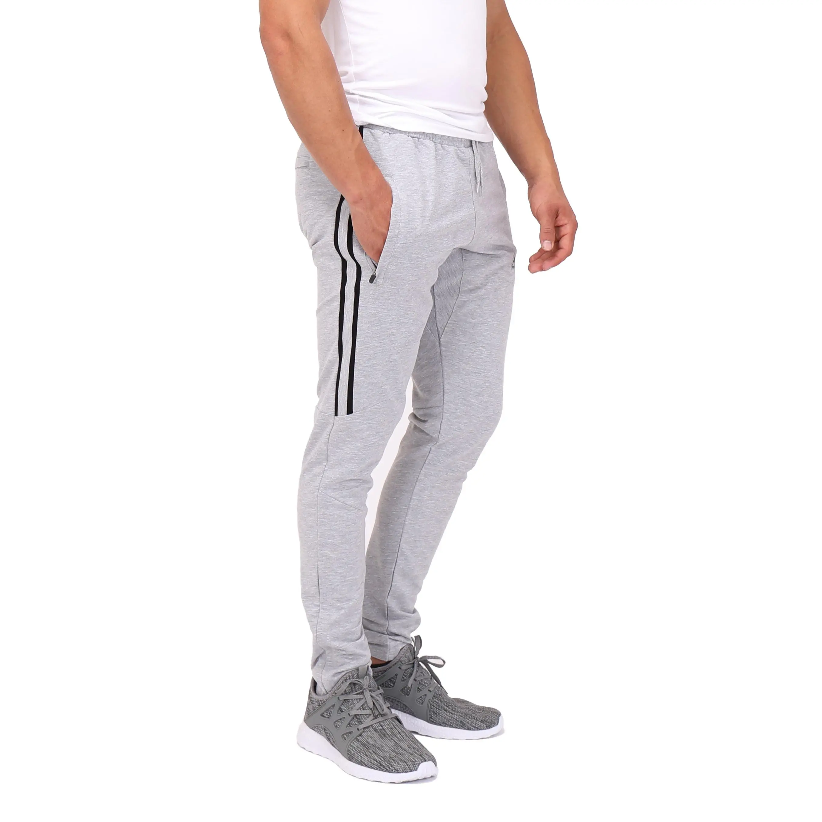 Men's Tall-Fit Joggers - Sporty Chic Modern Design, 4-Way Stretch Moisture-Wicking Cotton Blend with Zipper Pockets, Lifting Weights, Zip Pockets, Unisex Clothes, Gym Hiking, Oeko-Tex Cert., Tall-Fit Cut, Yoga Weightlift, Adjustable Inner Drawstring, Univ