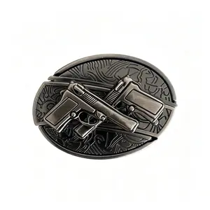 Western Cowboy Double Handgun Belt Buckle, Vintage Engraved Metal Belt Buckle, Cool Gun Design Belt Buckle, Statement Fashion Accessory for Men, Fits Standard Belts, Perfect for Everyday & Party Wear Novelty Statement Accessory for Jeans & Casual Outfits