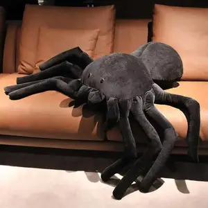 Cute Black Spider Plush Pillow Soft Cartoon Anime Stuffed Doll Home Decor Birthday Gift for Kids