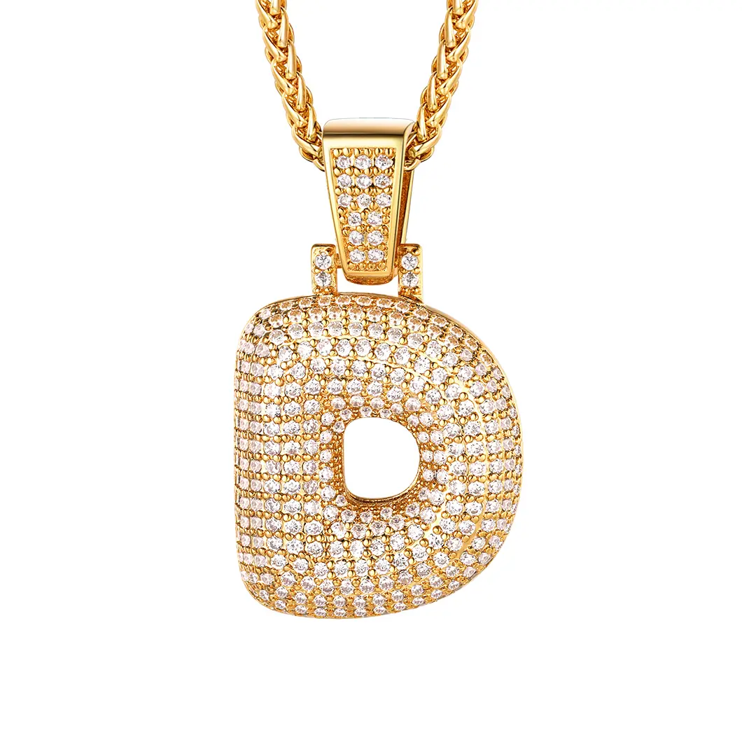 U7 Bubble Letter Necklace Cubic Zirconia Balloon A-Z Initial Necklaces for Women Girls Alphabet Necklaces