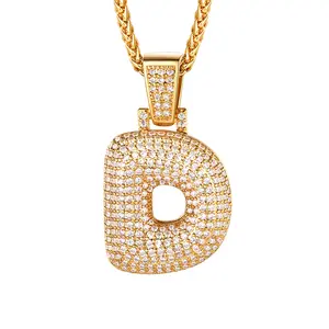 U7 Bubble Letter Necklace Cubic Zirconia Balloon A-Z Initial Necklaces for Women Girls Alphabet Necklaces