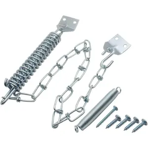 1 Set Screen Door Chain Storm Door Protector Chain and Spring Heavy Duty Storm Door Closer (Silver)