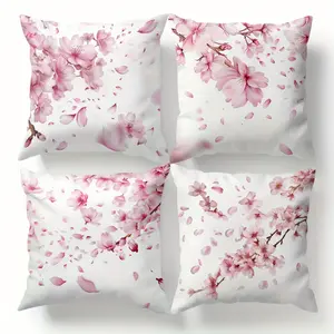Blossom Pillow Covers , Soft Velvet Cushion Covers, Floral Decorative Throw Pillow Cases for Sofa Living Room Decor