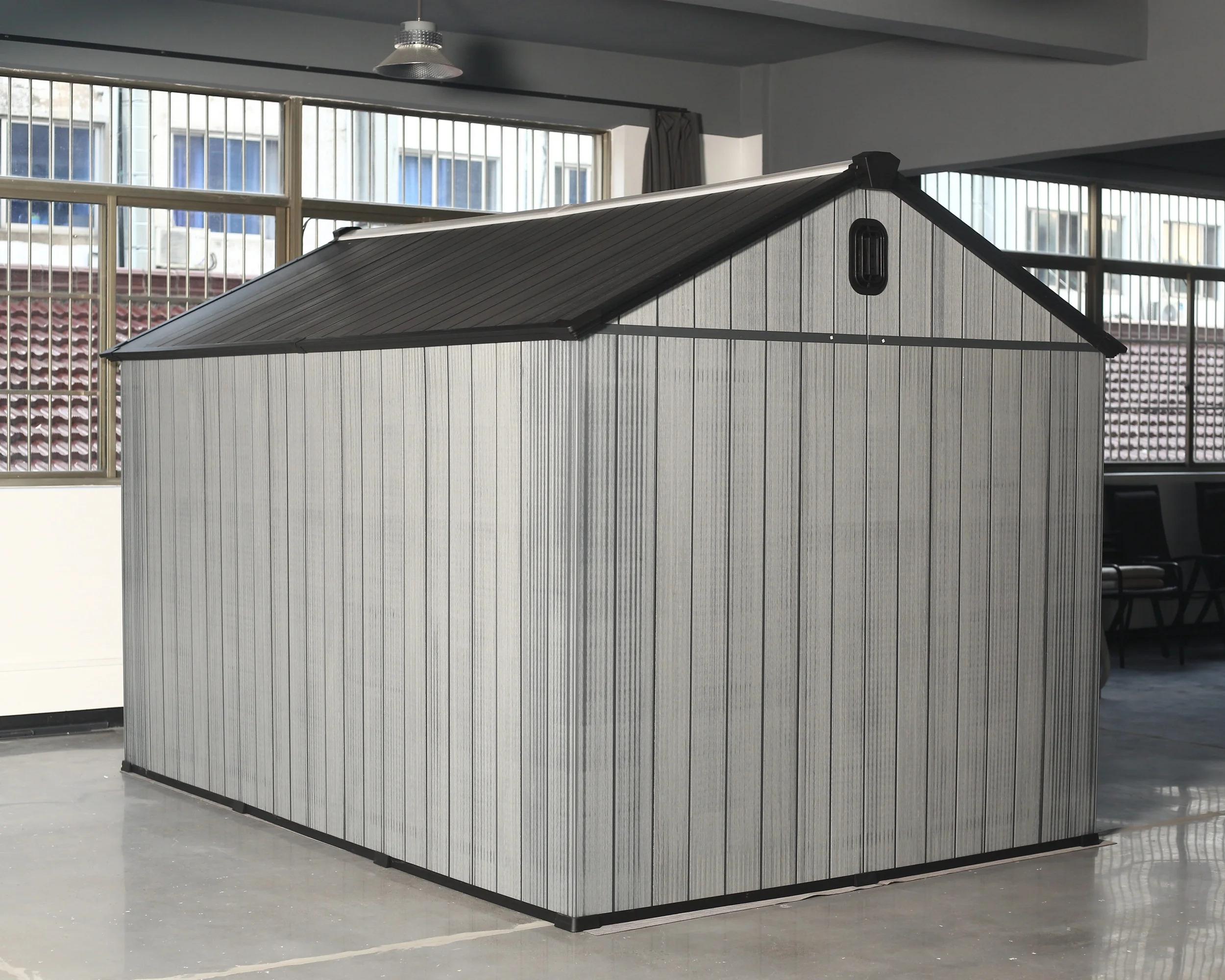 Outdoor Resin Storage Shed Lockable Door Waterproof Plastic Garden Tool Shed Windows Vents Patio Furniture