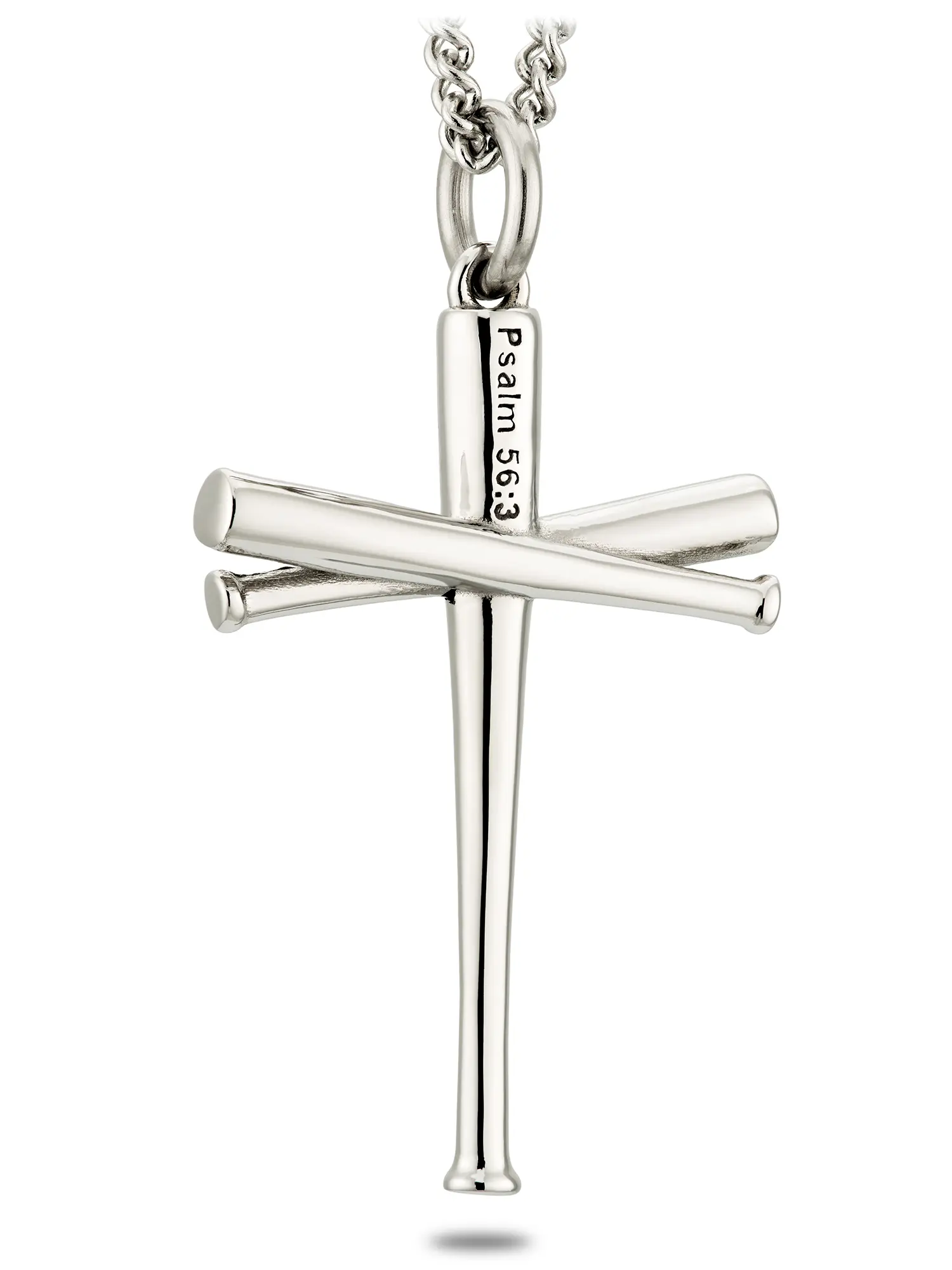 Shields of Strength Women's Stainless Softball Bat Cross Necklace | Psalm 56:3