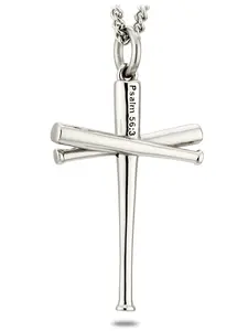 Shields of Strength Women's Stainless Softball Bat Cross Necklace | Psalm 56:3
