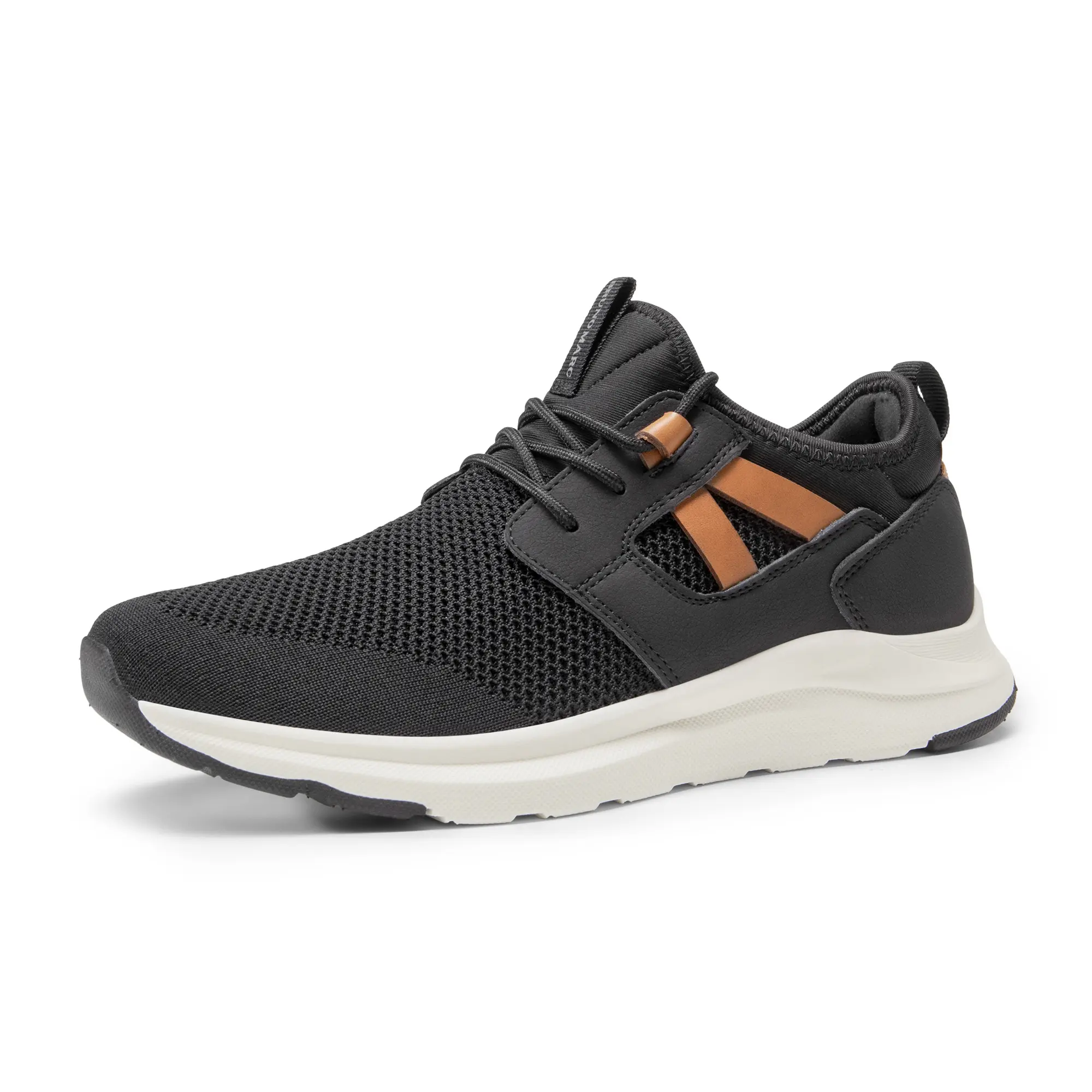【BRUNO MARC Anniversary】 Men's Vegan Leather & Mesh Casual Trainers, Lightweight Walking Shoes with Cushioned Insole and Anti-Slip Tread, Vegan Leather Sneakers, Casual Sneakers, Footwear, Eva Foam, Mesh Fabric, Rubber Sole, Lace Up, Mesh Sneaker sohochic