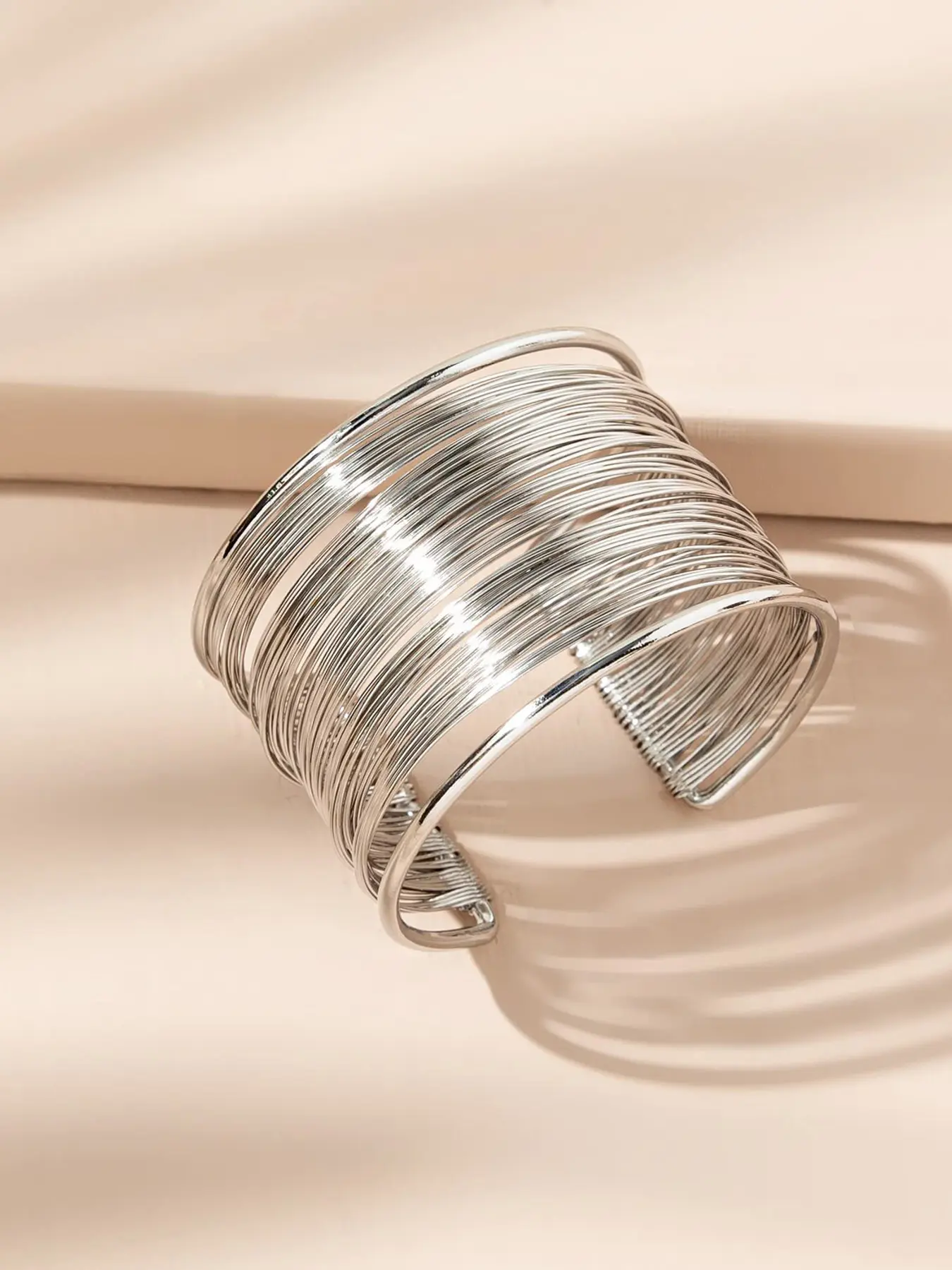 Elegant Silvery Color Iron Wire Mesh Open Bracelet, Elegant Jewelry Bracelet, Fashionable Bangle, Daily Wear Minimalist Design, Versatile Accessory for Women and Girls, Minimalist Bangles