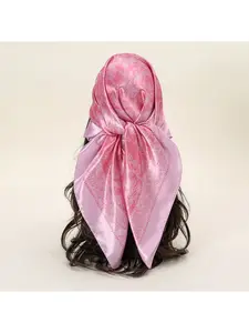 French vintage paisley silk scarf, gradient print satin square scarf, versatile shawl accessory