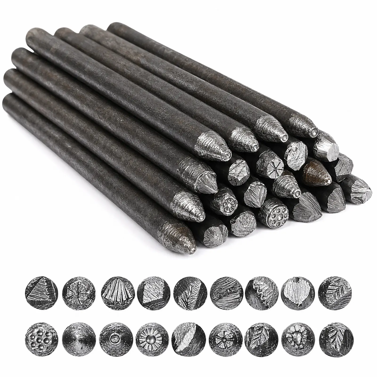 Jewelry Making 20-Piece Assorted Metal Texture Stamp Set - Handcrafted Kits for Crafters to Enhance Jewelry Projects on Soft Metal Blanks, Versatile Practical Tools, 20 Pieces, Texture Variety