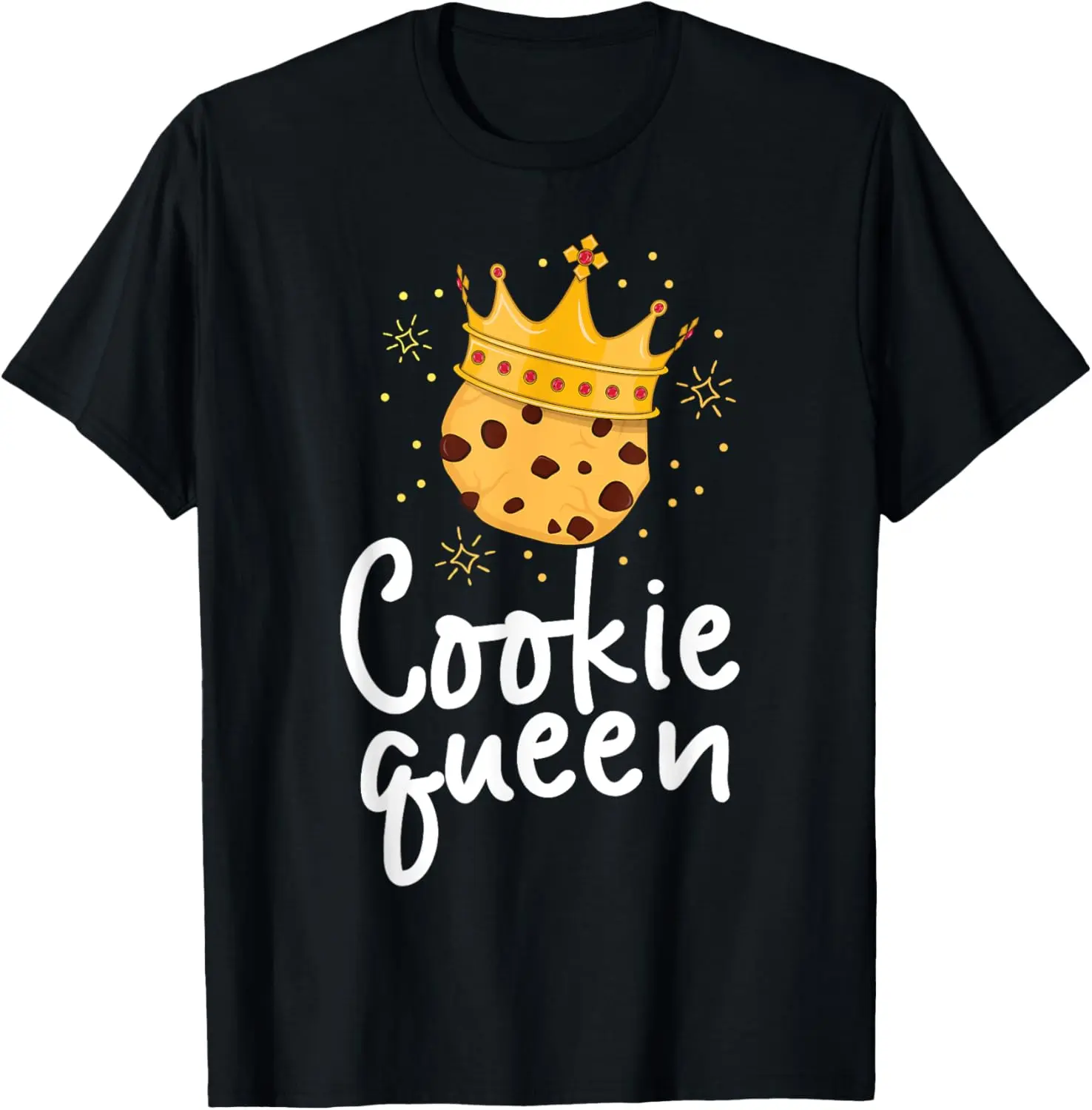 Women's 100% Cotton Round Neck Short-Sleeve Graphic T-Shirt, Vintage Casual Streetwear Lady Top, Cookie Queen Chocolate Chip Foodie Gift