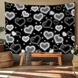 1pc 2D flat tapestry Decorative Wall Hanging Tapestry Fabric for Living Room and Bedroom Aesthetics Large Background Wall Fabric Ceiling Decoration Versatile and Stylish Home Accent Unique Heart Pattern Design Wall Fabric