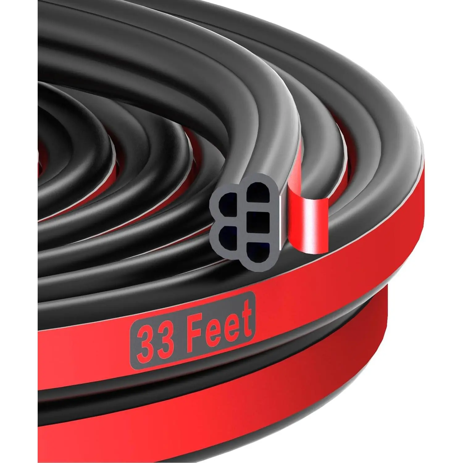 Universal  Door Rubber Seal Strip Self Adhesive Automotive Door Soundproofing Weather Stripping Double Layer 5-Hole Auto Weatherstrip fit  Pickup RVs (32.8  Long)