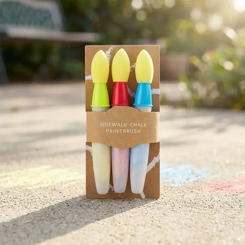 Sidewalk Chalk Paint Brush Set with Chalk Powder, Sidewalk Chalk Paint Fillable Applicators for Kids, Refillable Chalk Shells, for Outdoor Art Crafts Activities & DIY Yard Art, Painting Supplies