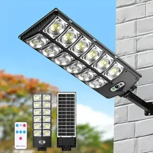 Newest Solar Street Light IP65 Waterproof Eco-Friendly Lighting with Motion Sensor & Remote Control 360 SMD LEDs Adjustable Angle Dusk to Dawn for Commercial Areas