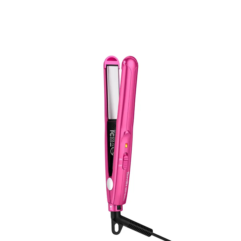 Terviiix 1/2 in Mini Flat Iron Hair Styling Tool - Ceramic All-in-1 Iron Curlers & Straighteners, Flat Edge Curlers & Straighteners, Plug-Powered for Silky Straight Hair & Bouncy Edges, Lightweight Portable Travel Pouch-Friendly, Worldwide Voltage