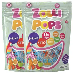 Zolli Pops Tropical Sugar Free Lollipops Candy Double - 5.2oz/2pk: Kosher, Non-GMO, Ready to Eat
