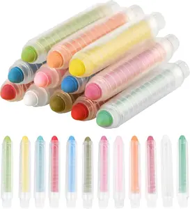 12 Pcs Dustless Chalk for Kids,Colored Sidewalk Chalk With Holder,Washable Toddlers Chalks for Office Whiteboard Painting,Writing