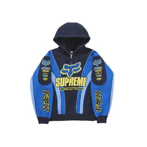 Supreme Men's Fox Racing Zip Up Hooded Sweatshirt Blue, from StockX