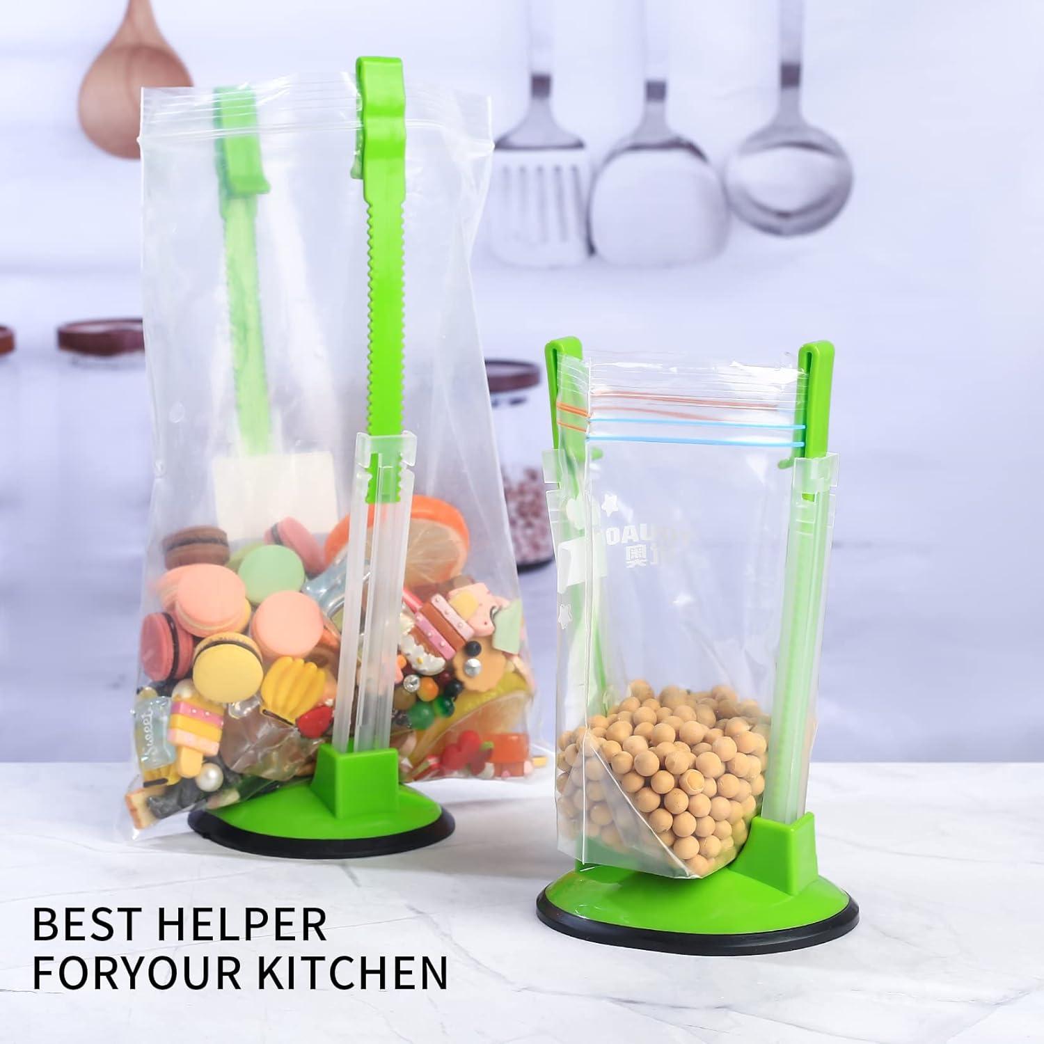 2-Pack Bag Holder Stand Adjustable Food Storage Bag Rack for Freezer and Zip-Style Bags, Hands-Free Kitchen Gadget for Meal Prep, Filling, Organizing & Food Storage