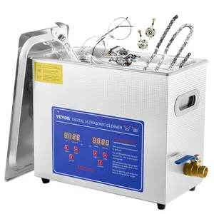 【Father's Day】VEVOR Commercial Ultrasonic Cleaner 6L Professional Ultrasonic Cleaner 40kHz with Digital Timer&Heater 110V Excellent Cleaning Machine for Watch Instruments Industrial Parts Excellent Cleaner Solution