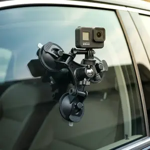 Triple Suction Cup Mount for DJI OSMO Action 6 5 4 GoPro 13 12 11 10 9 8 with 1/4" Thread Adapter for Insta360 X5 X4 X3 Multi-Angle Regulation High Bearing Capacity Photography Camera Accessories