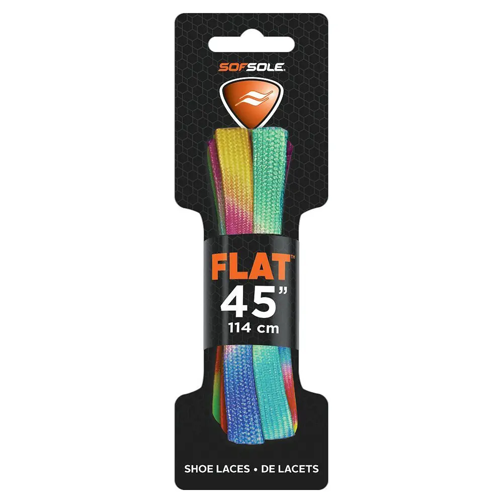 Sof Sole Athletic Neon Flat Shoe Laces - 45" - Rainbow, Stronger, Bright Colored Cord Shoelaces, Footwear, Sports Shoes, Fresher, Long-Lasting Wear