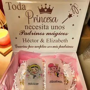 Personalized Thank-You Box for Godparents with Set of Two Glasses Featuring Design